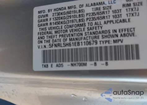 2014 Honda Odyssey Ex-L from USA, damaged, VIN 5FNRL5H61EB110679